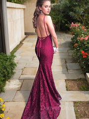 Homecoming Dresses 2039, Trumpet/Mermaid V-neck Sweep Train Lace Evening Dresses
