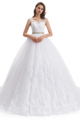 Wedding Dresses With Shoes, Tulle Backless Appliques beading Wedding Dresses