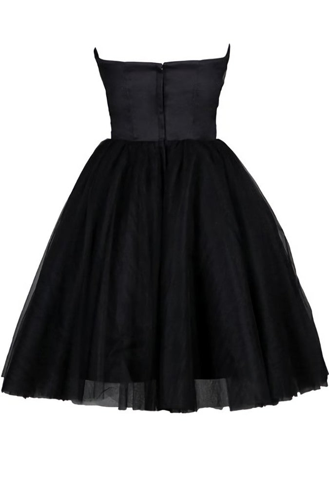 Prom Dress Modest, Tulle Little Black Dress, Sweetheart Simple Short Party Dress
