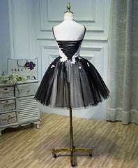 Prom Dresses Colors, Unique Black Tulle Short Prom Dress, Black Homecoming Dresses
