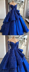 Evening Dress Mermaid, Unique blue lace long prom dress, blue long evening dress