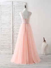 Party Dress Code Man, Unique Tulle Beads Long Prom Dress, Tulle Evening Dress
