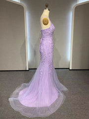 Formal Dresses For Large Ladies, V Neck Mermaid Purple Lace Prom Dresses, V Neck Mermaid Purple Lace Formal Evening Dresses