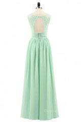 Bridesmaid Dresses Convertible, V Neck Mint Green Lace and Chiffon Long Bridesmaid Dress