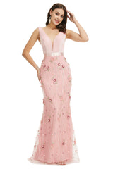 Homecoming Dress Blue, Velvet Mermaid Prom Dresses Lace 3D Flowers