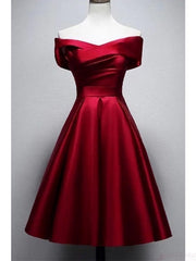 Beauty Dress, Vintage Burgundy Knee Length Satin Homecoming Dresses
