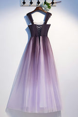 Prom Dresses For Adults, Unique A Line Ombre Purple Beading Prom Dresses With Lace Up Long Dance Dresses