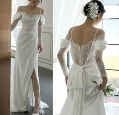 Weddings Dresses Styles, White Off The Shoulder Wedding Dress Long Prom Gown