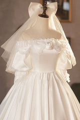 Wedding Dress Shopping, White Satin Lace Prom Dress, White Evening Dress, Wedding Dress