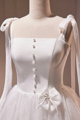 Party Dress Designer, White Spaghetti Strap Short Prom Dress, White Tulle Party Dress