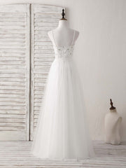 Formal Dresses Cheap, White Sweetheart Neck Tulle Beads Long Prom Dress White Evening Dress