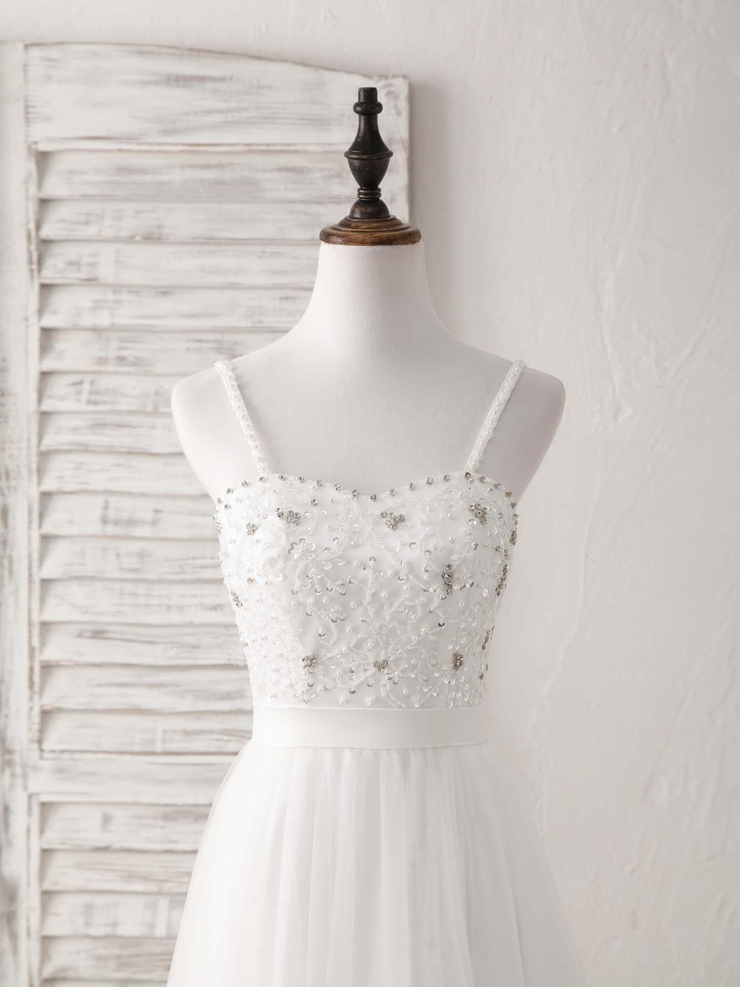 Formal Dresses Classy, White Sweetheart Neck Tulle Beads Long Prom Dress White Evening Dress