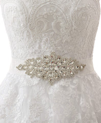 Wed Dress Lace, White Tulle Lace Strapless With Sash Wedding Dresses