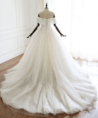 Wedding Dress Design, White Tulle Long Prom Dress White Tulle Wedding Dress