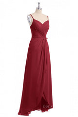 Prom Dresses 2058 Black, Wine Red Straps Faux Wrap Long Bridesmaid Dress
